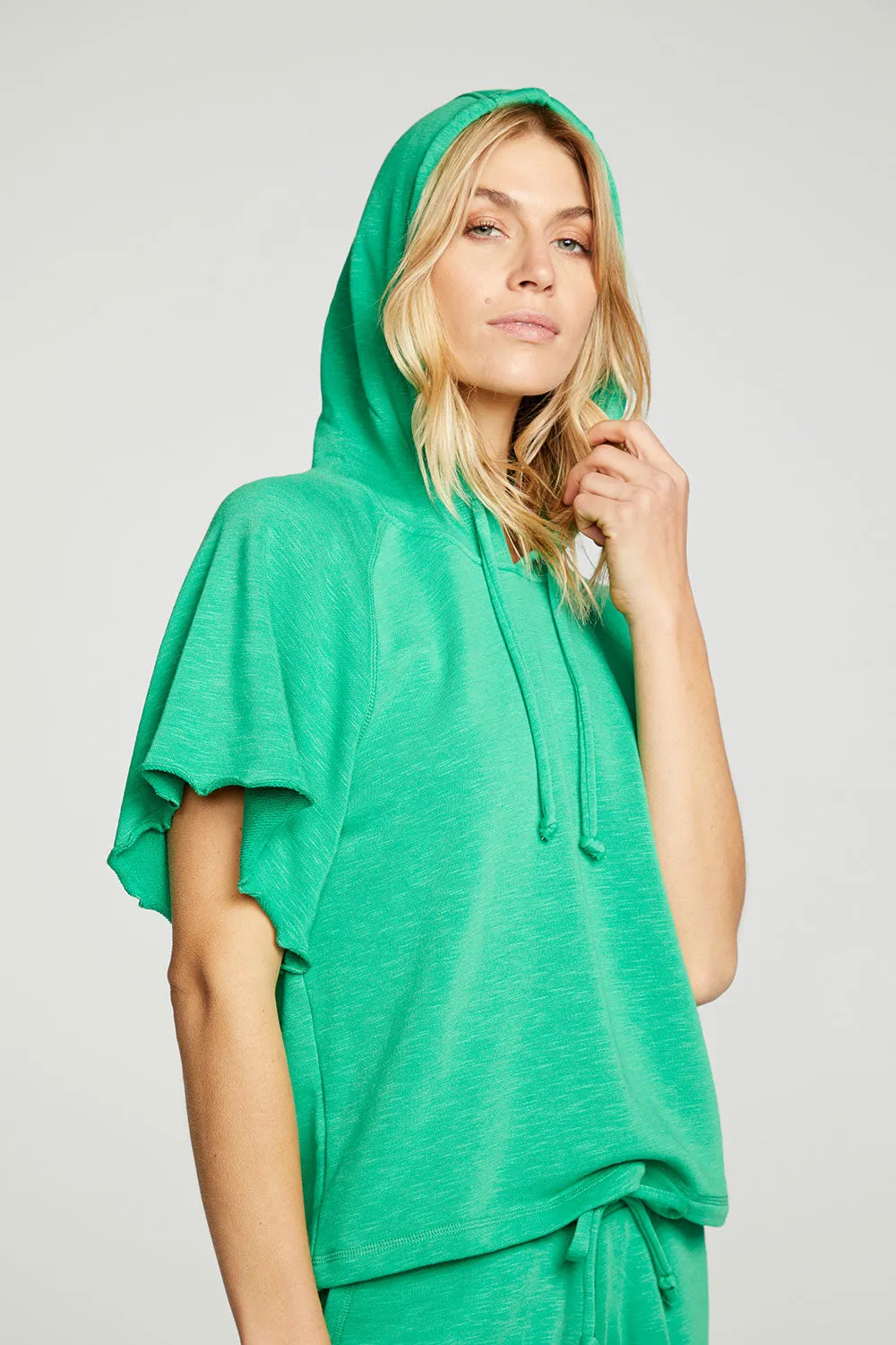 Slub French Terry Angel Sleeve Raglan Pullover Hoodie