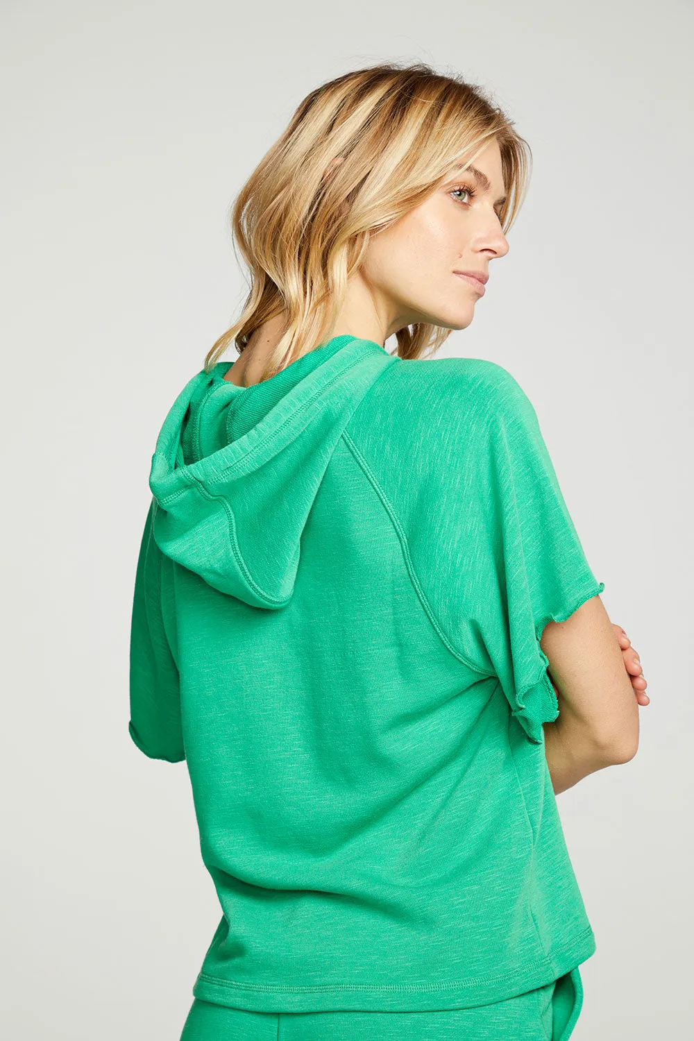 Slub French Terry Angel Sleeve Raglan Pullover Hoodie