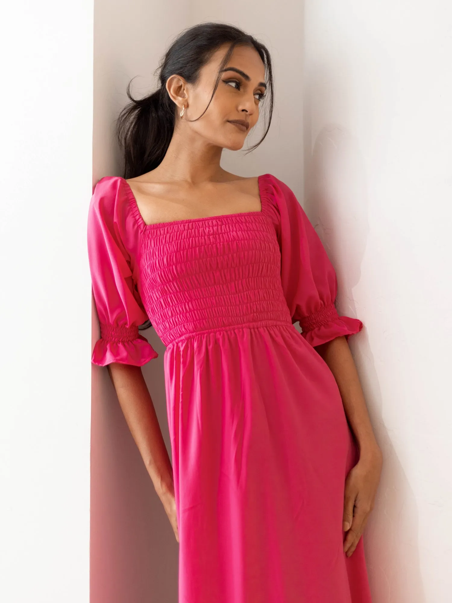 Smocked Detail Tiered Maxi Dress