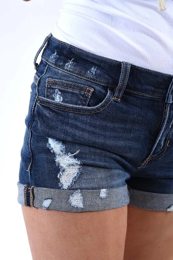 Sneak Peek Distressed Cuffed Shorts