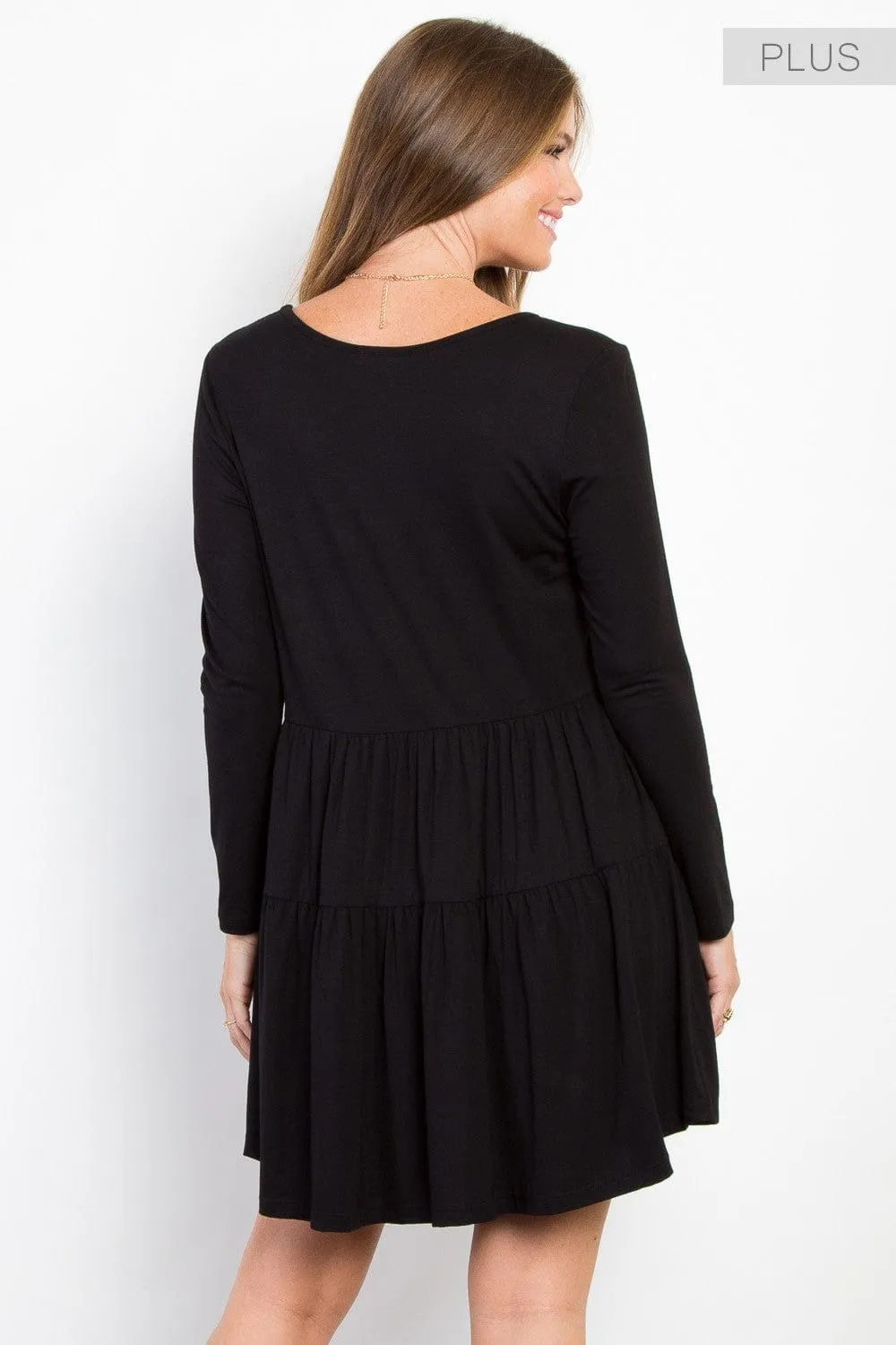 Sonia Solid Tiered Long Sleeve Dress (4 colors)