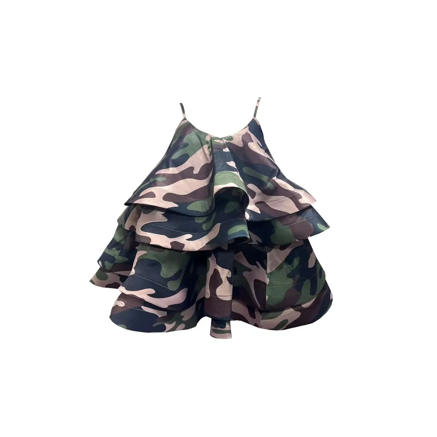 Spaghetti Straps Tiered Flare Mini Dress