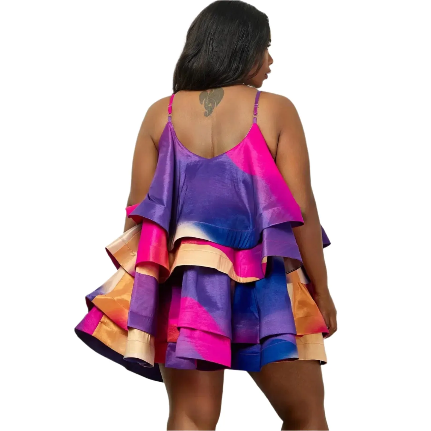 Spaghetti Straps Tiered Flare Mini Dress