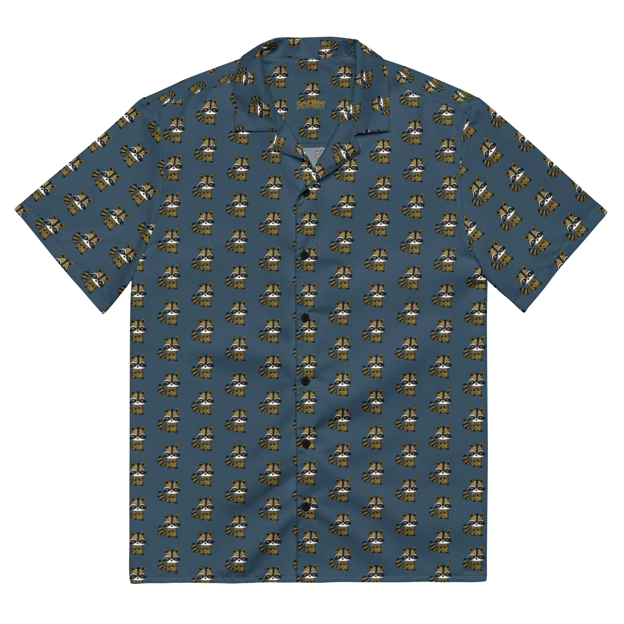 Spoogy the Raccoon button down shirt