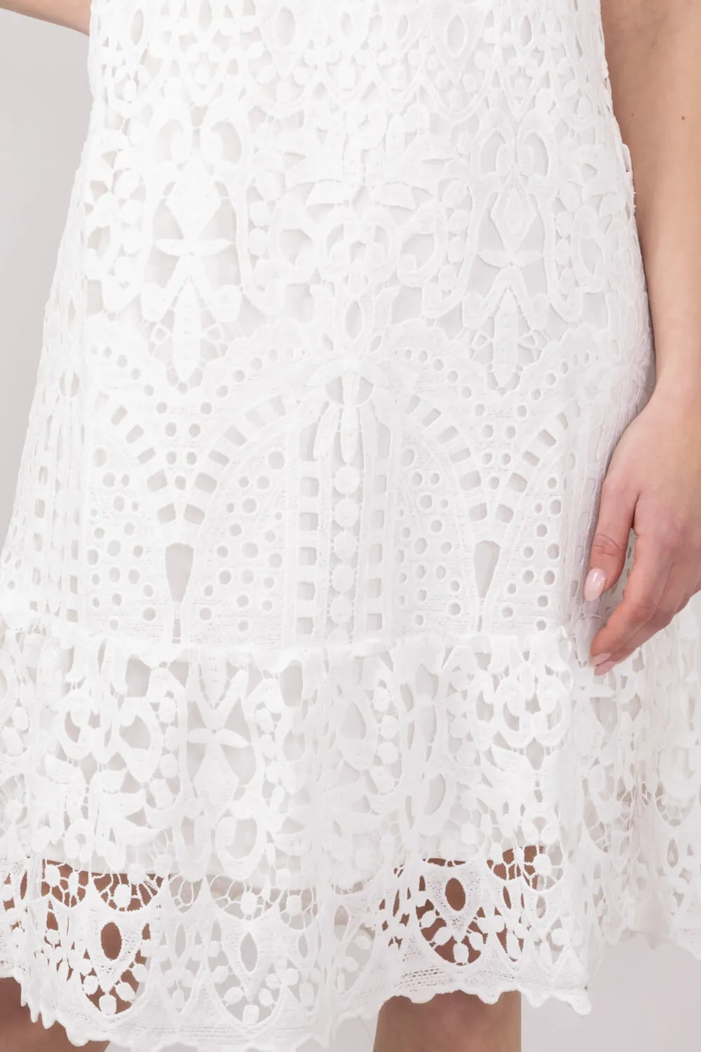 Square Neckline Lace Dress for Women in White | PSD3897-A-IRY
