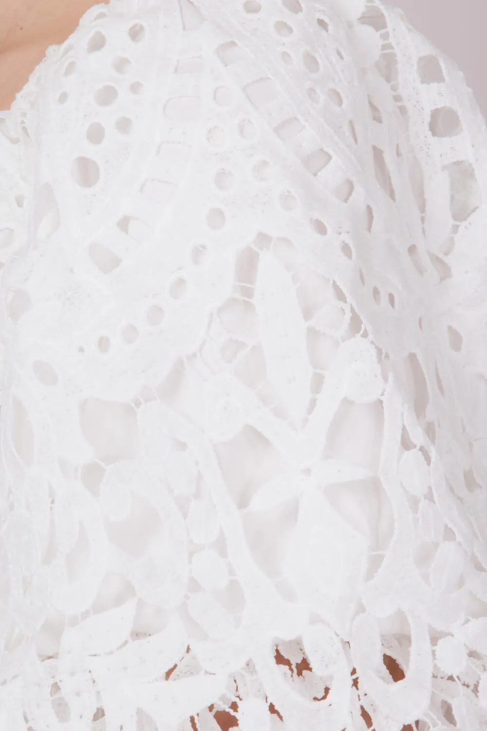 Square Neckline Lace Dress for Women in White | PSD3897-A-IRY