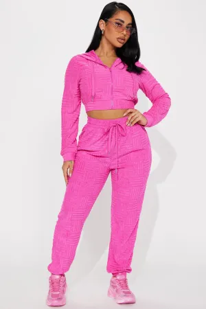 Stay Focused French Terry Jogger Set - Fuchsia