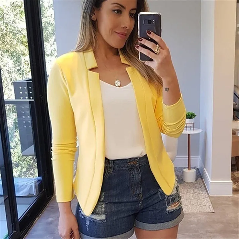Summer Women Blazer Long Sleeve Open Stitch OL Coats