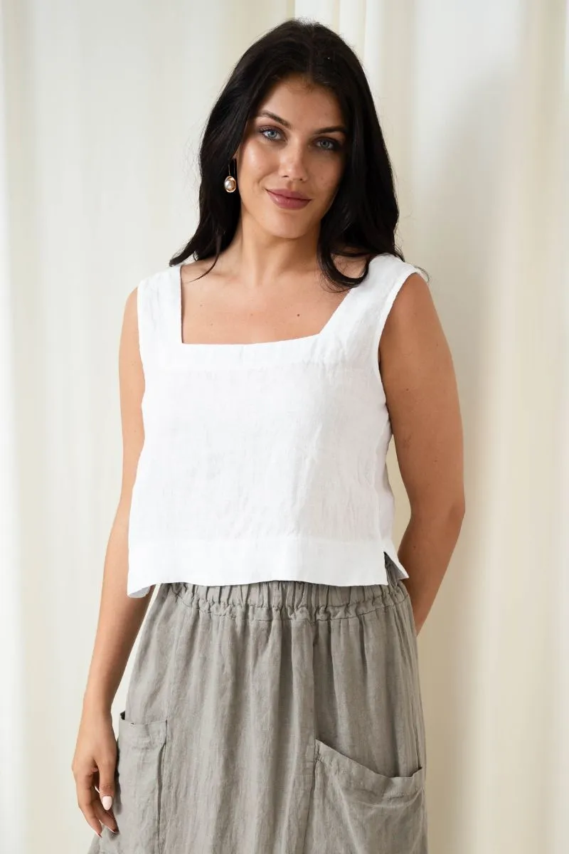 Surfers Square Crop Top | White
