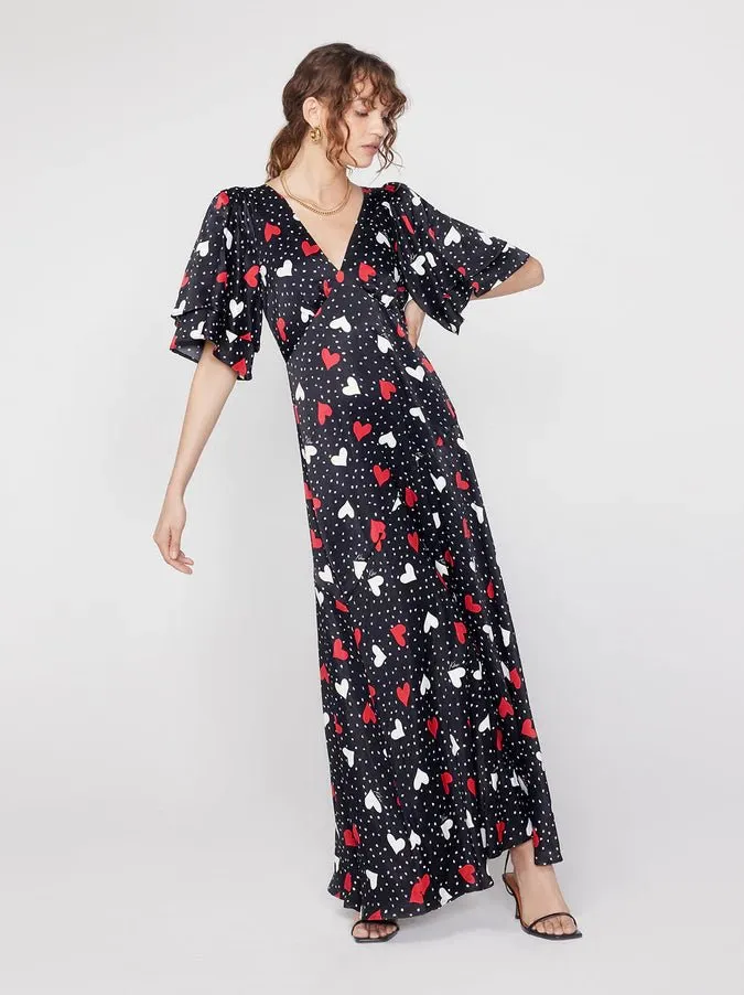 TALLULAH HEART PRINT MAXI DRESS