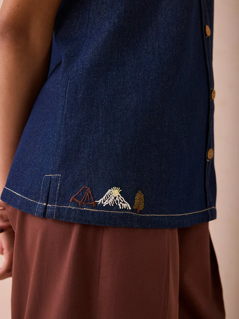 The Mountain Denim Sleeveless Shirt