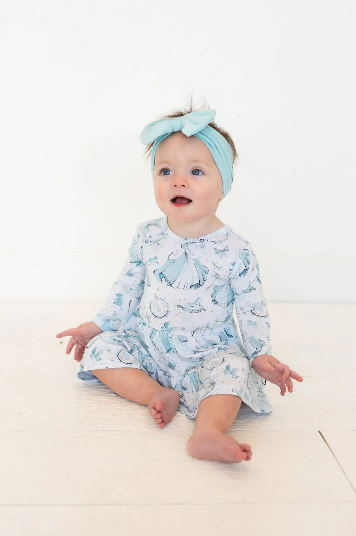 The Sleepy Sloth Midnight Ball Princess Print Girls Tiered Bodysuit Twirlie Dress