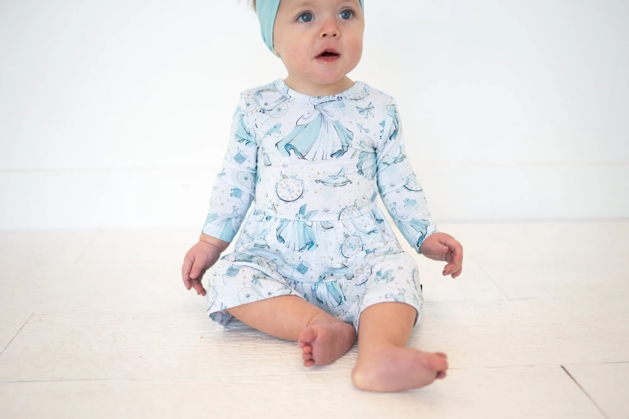 The Sleepy Sloth Midnight Ball Princess Print Girls Tiered Bodysuit Twirlie Dress