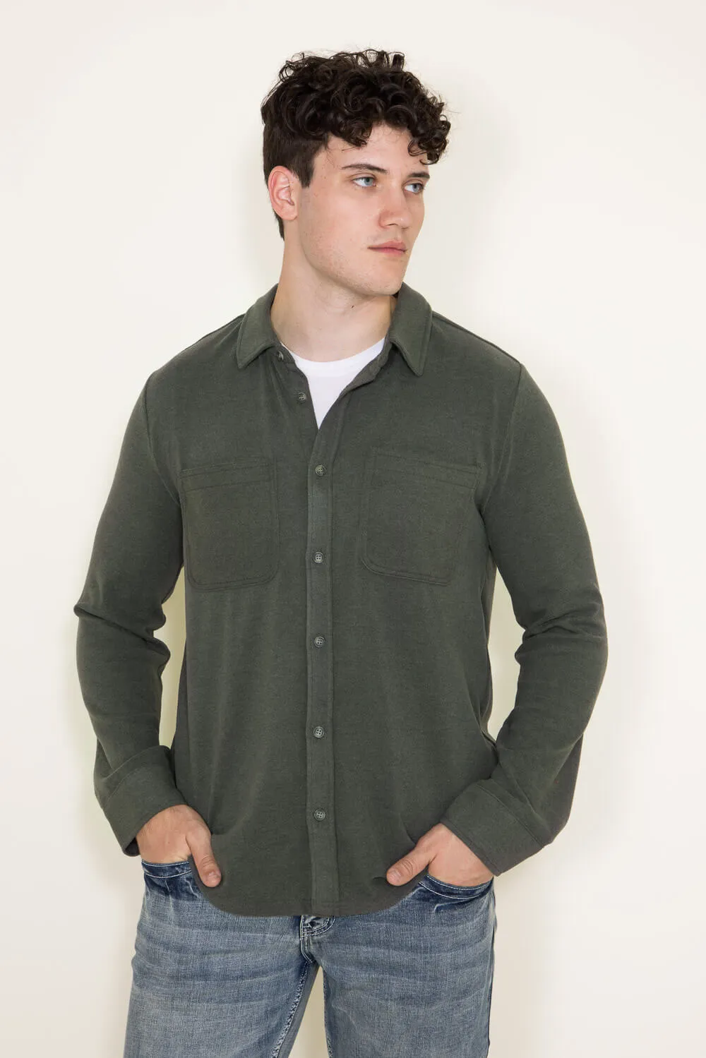 Thread & Supply Clark Shirt for Men in Black/Olive | T3184PVXTM-BLKOLV