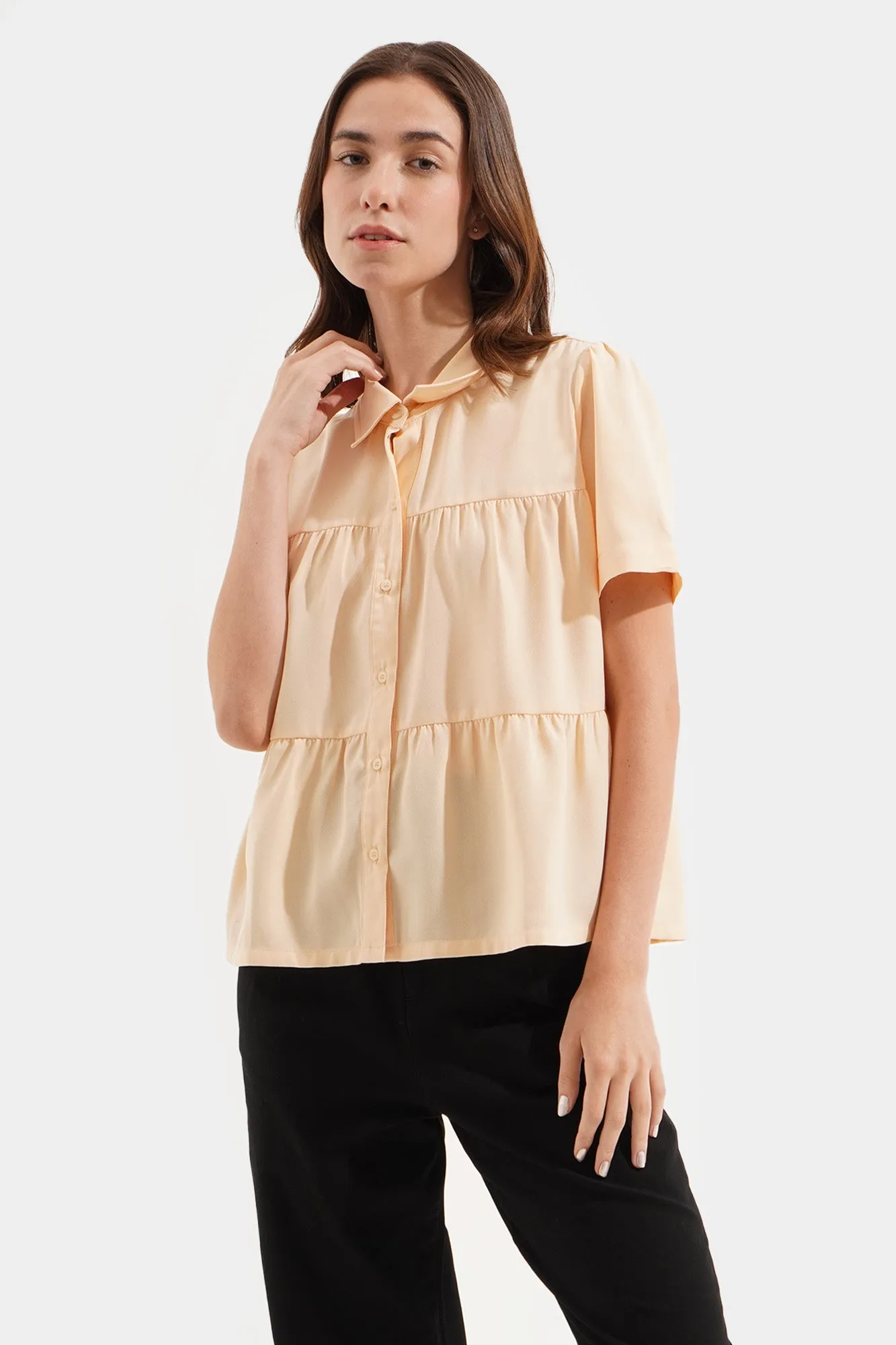 Tiered Button Down Shirt