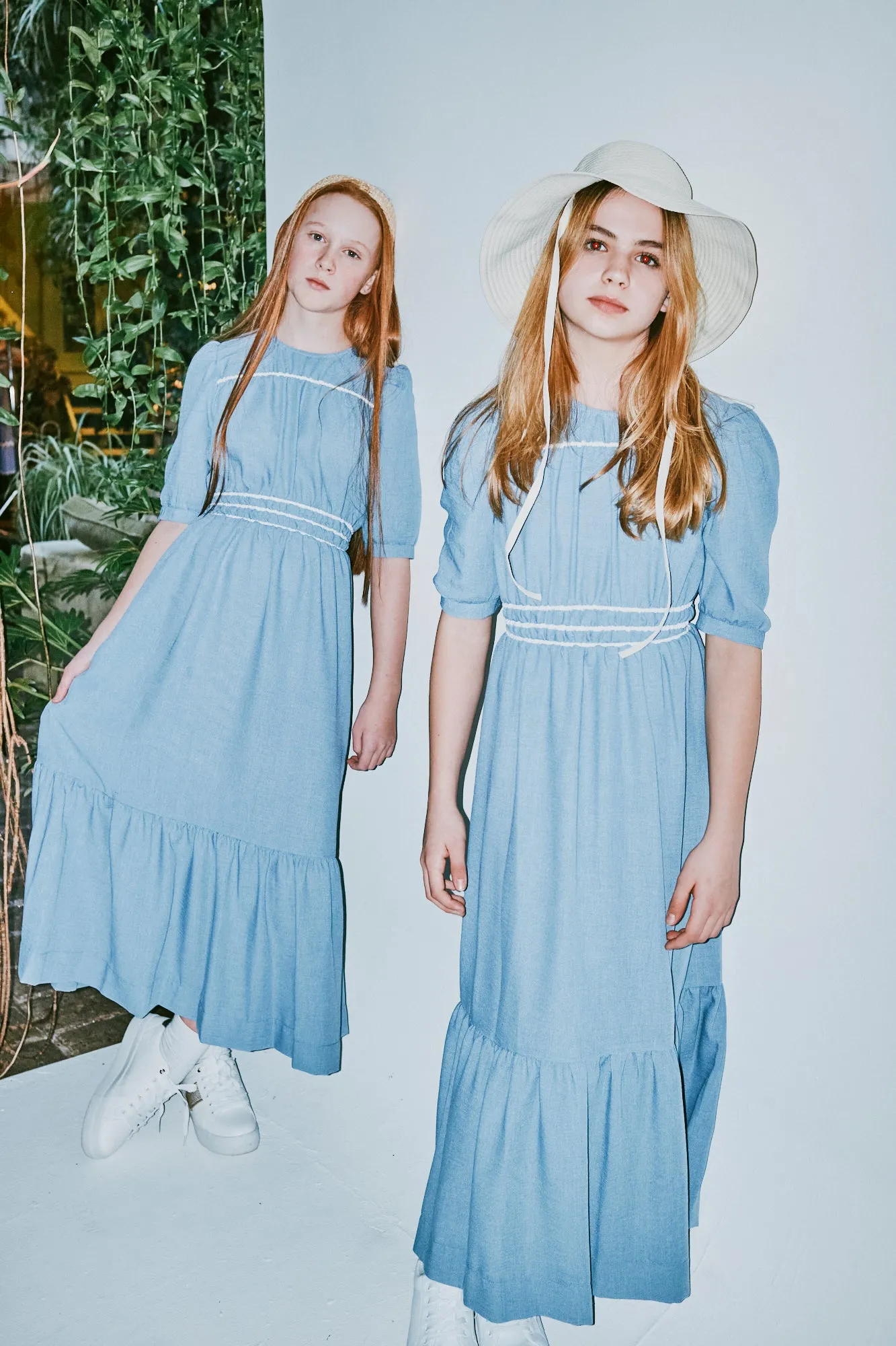 Tiered dress w/trimming by Tea