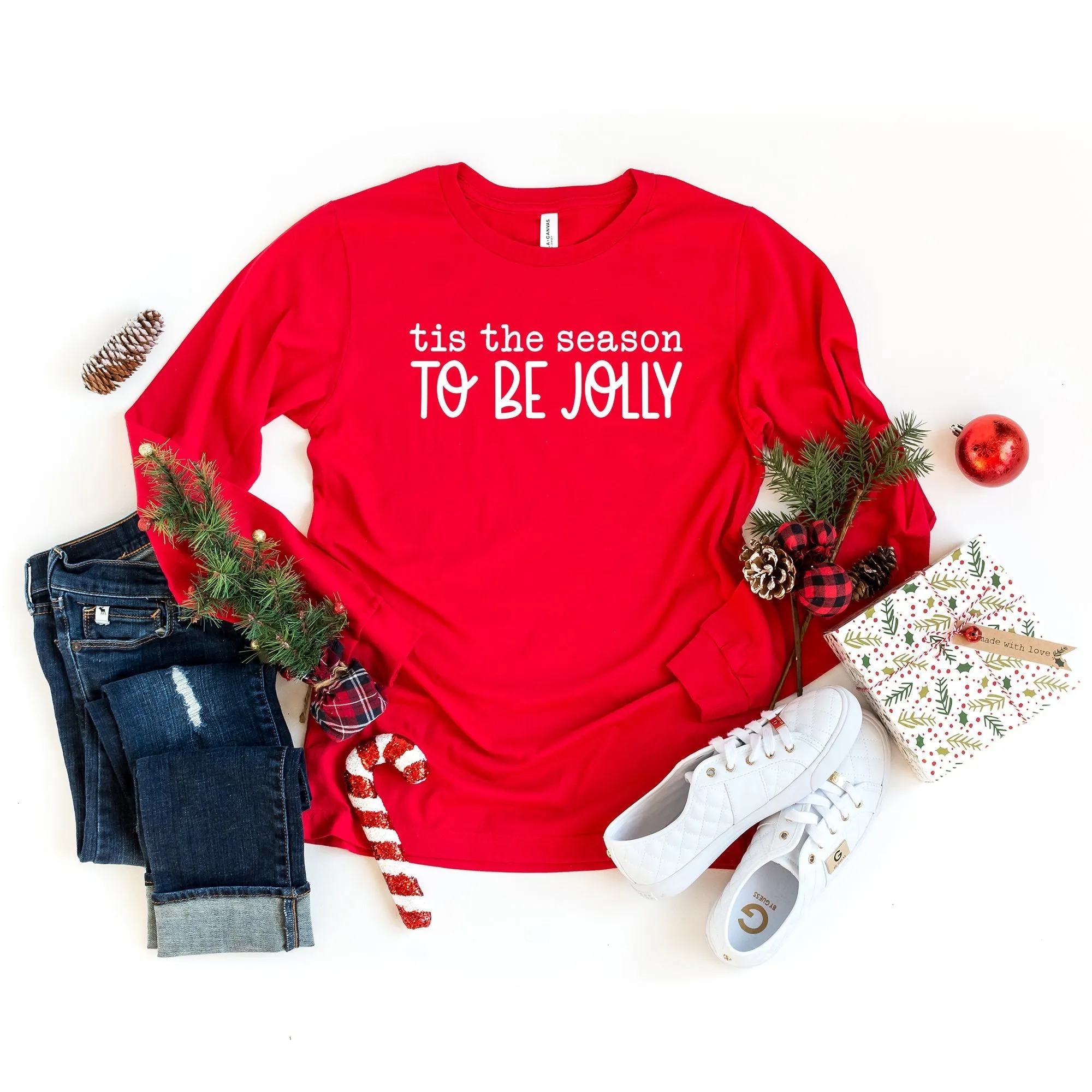 Tis the Season to be Jolly - Typewriter | Long Sleeve Crew Neck