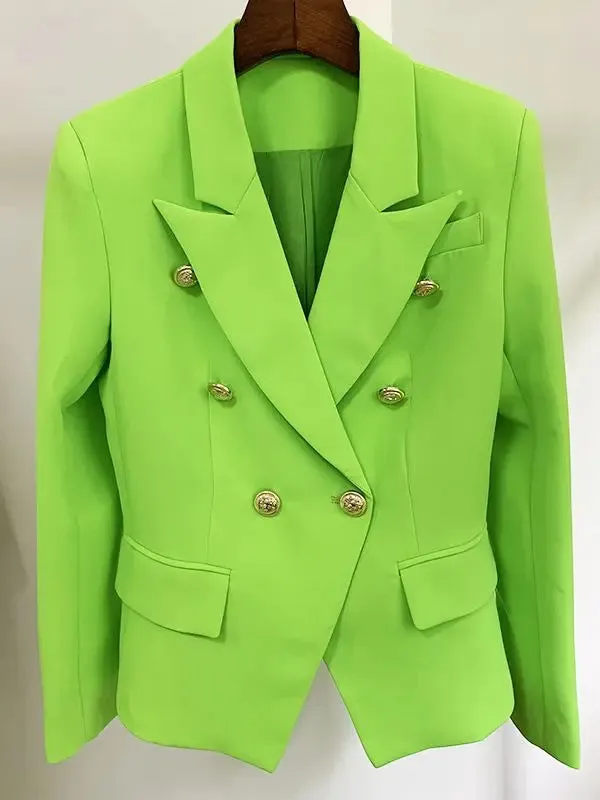 Top Quality Women's Classic Double Breasted Blazer - Metal Lion Buttons