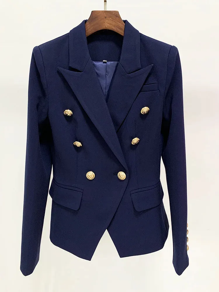 Top Quality Women's Classic Double Breasted Blazer - Metal Lion Buttons