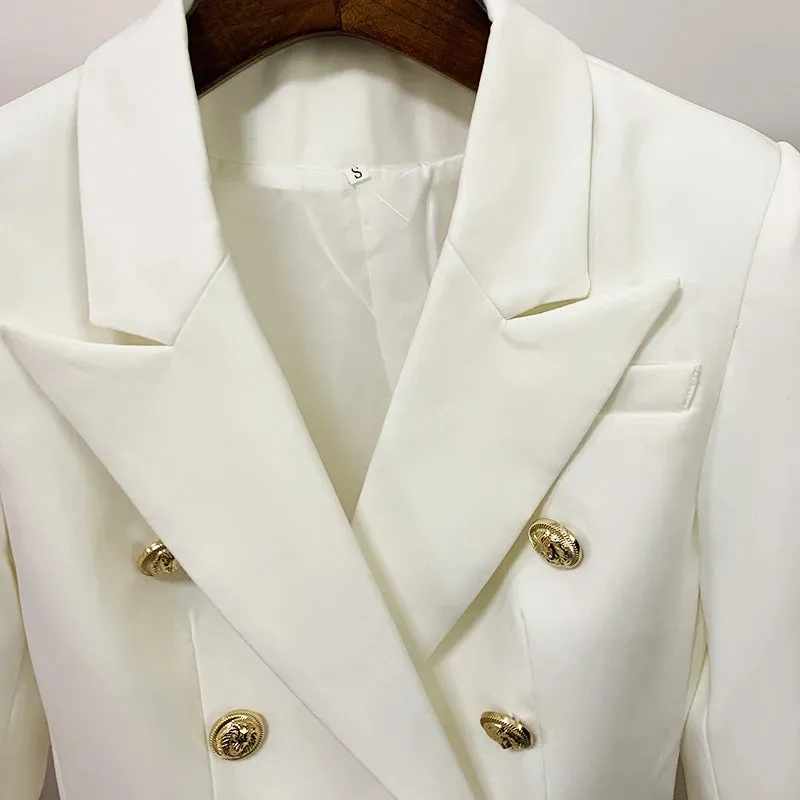 Top Quality Women's Classic Double Breasted Blazer - Metal Lion Buttons