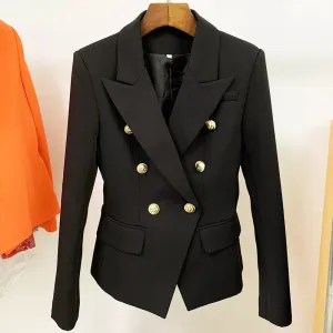 Top Quality Women's Classic Double Breasted Blazer - Metal Lion Buttons