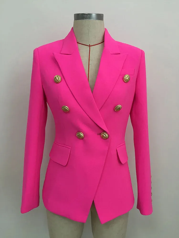 Top Quality Women's Classic Double Breasted Blazer - Metal Lion Buttons