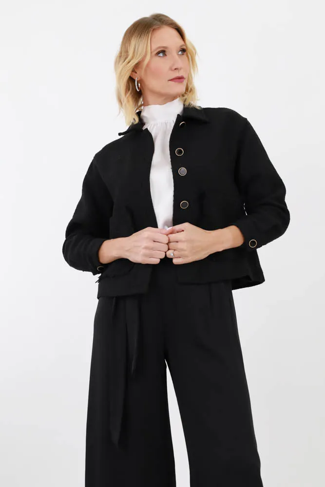 Tweed Jacket With Pocket -Off White