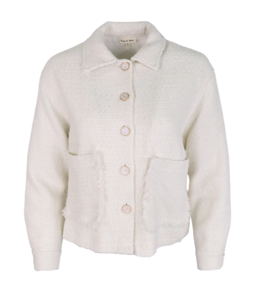 Tweed Jacket With Pocket -Off White