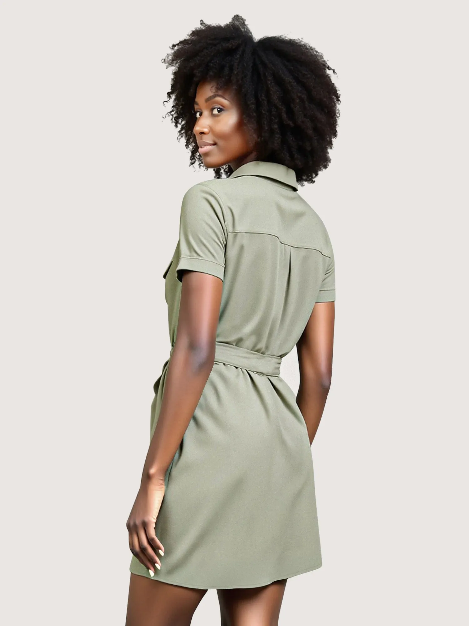 Two Pocket Button Down Shirt Mini Dress