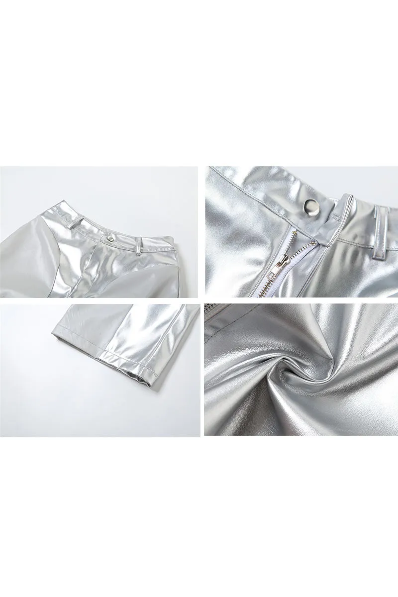 UG651 Faux Leather Sleeveless Top and Pants Set