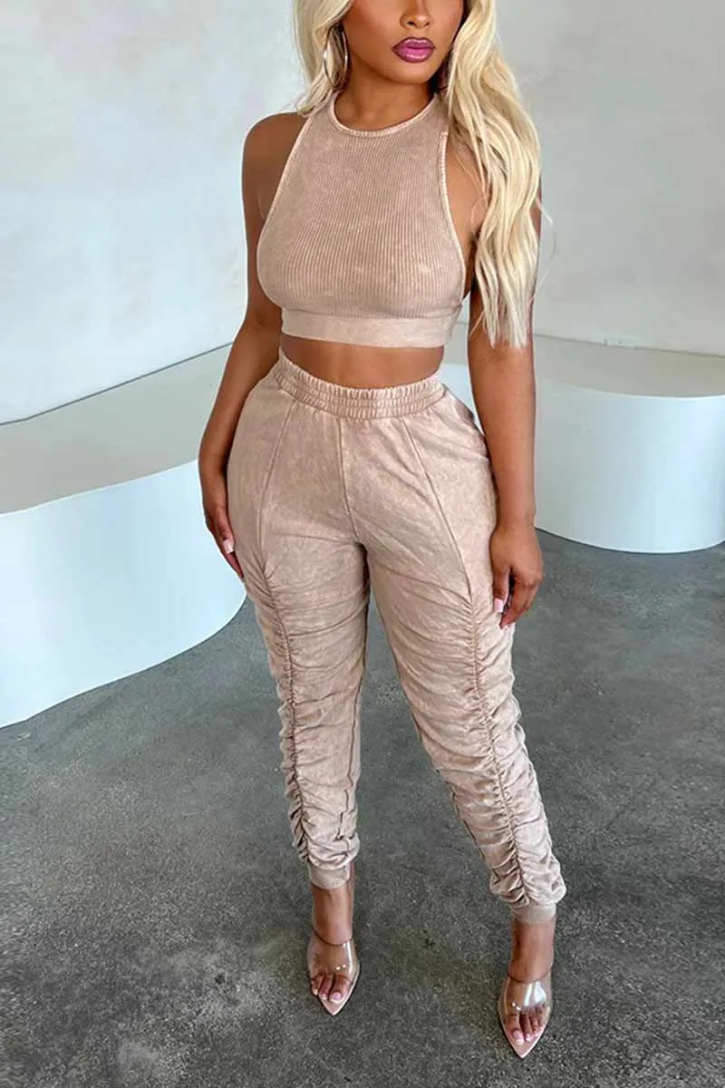 UG703 Sleeveless Midriff Top and Pants Set