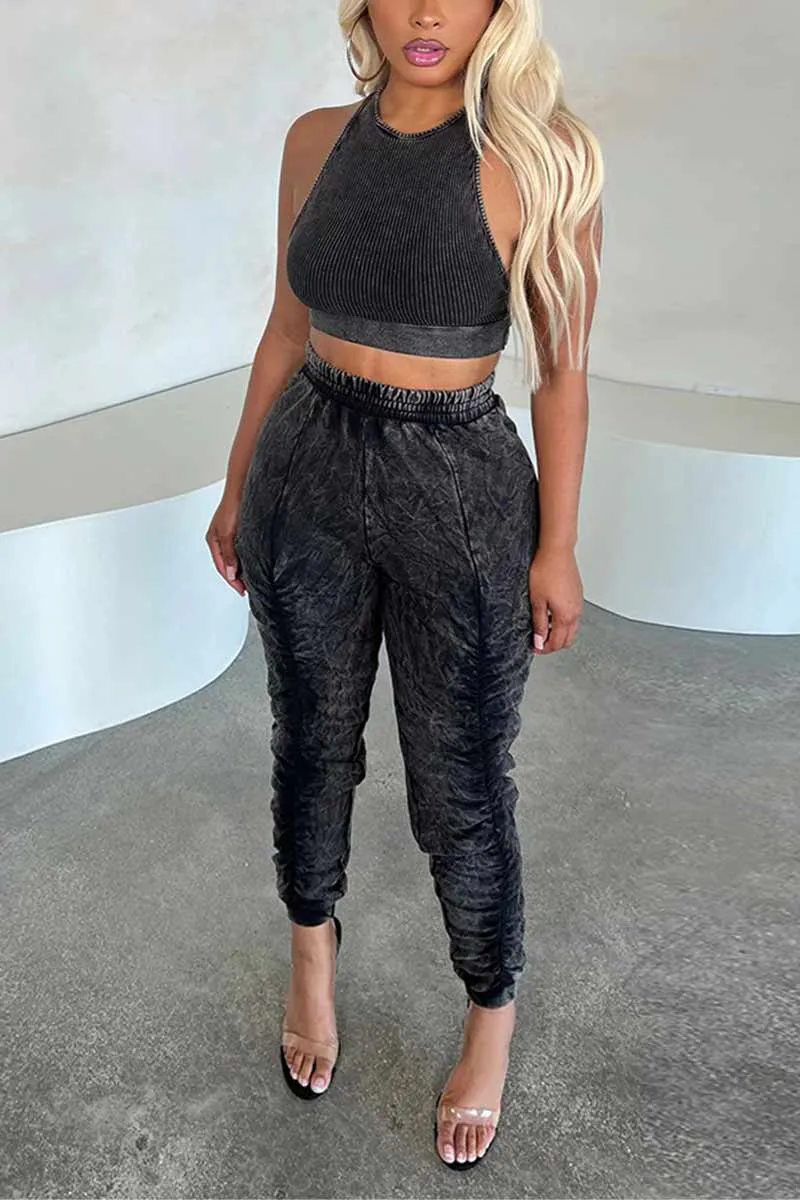 UG703 Sleeveless Midriff Top and Pants Set