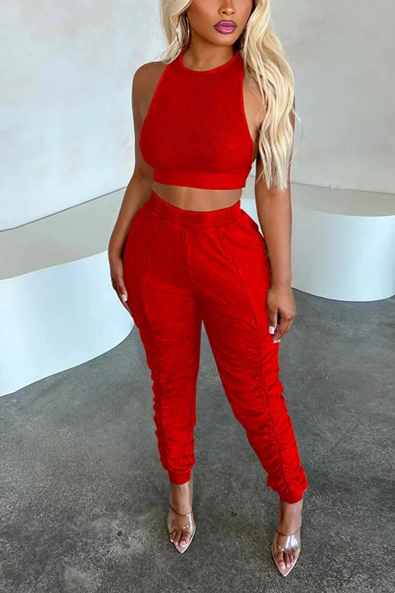 UG703 Sleeveless Midriff Top and Pants Set