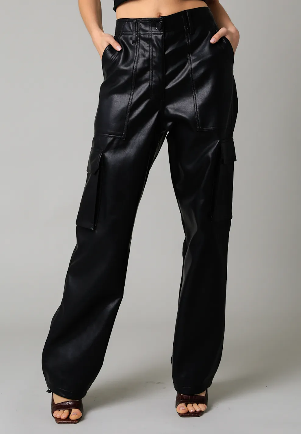 Vegan Leather Cargo Pants