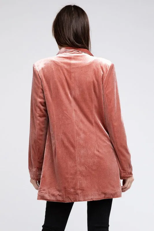 Velvet Peak Lapel Single Blazer