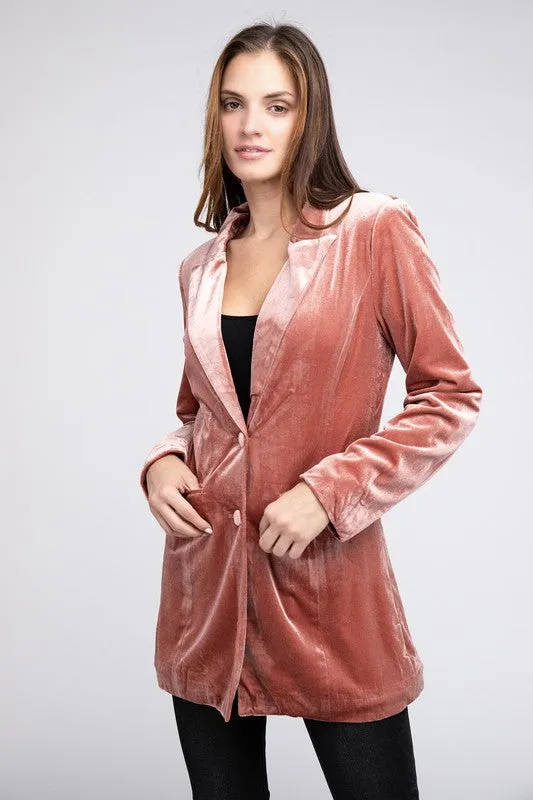 Velvet Peak Lapel Single Blazer