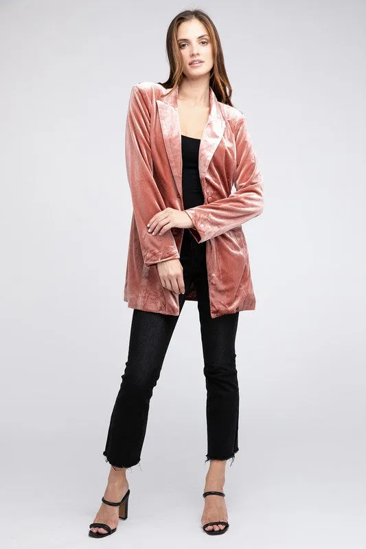 Velvet Peak Lapel Single Blazer