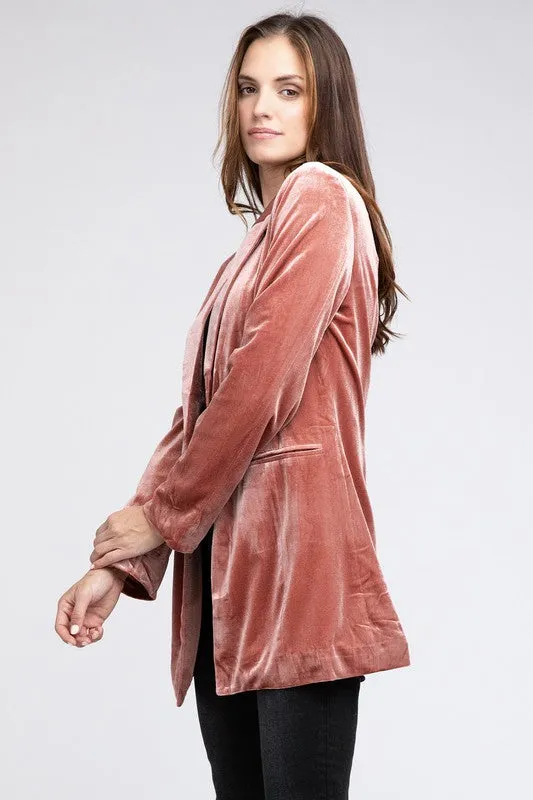 Velvet Peak Lapel Single Blazer