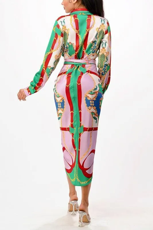VERCASE PRINT MIDI DRESS SATIN