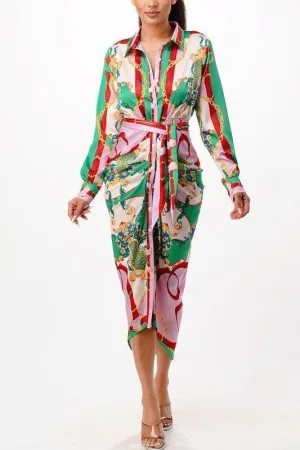 VERCASE PRINT MIDI DRESS SATIN