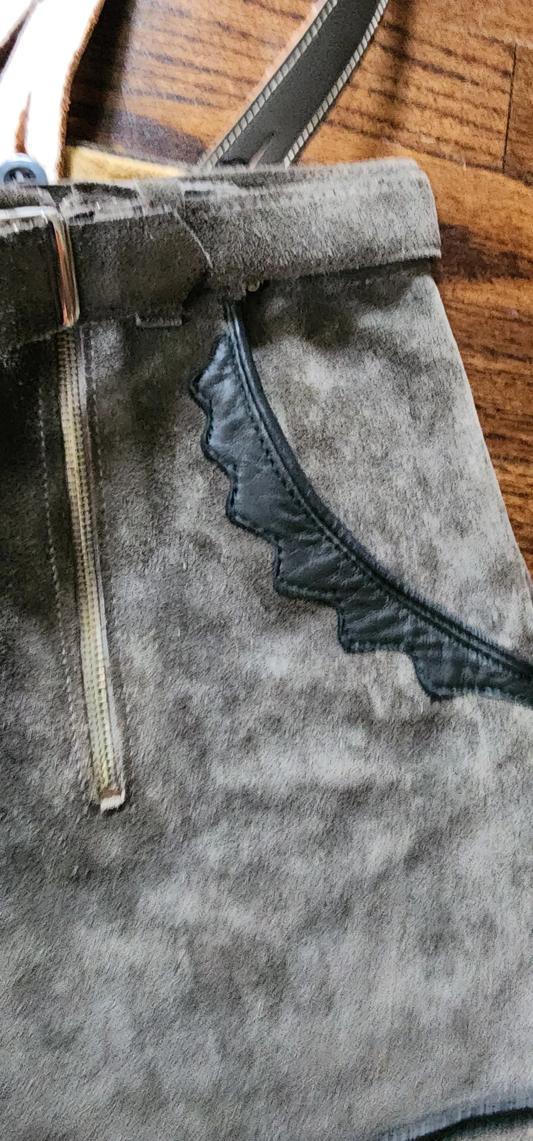 Vintage Bergfreund German Lederhosen Grey Suede Leather Shorts Suspenders Womens S
