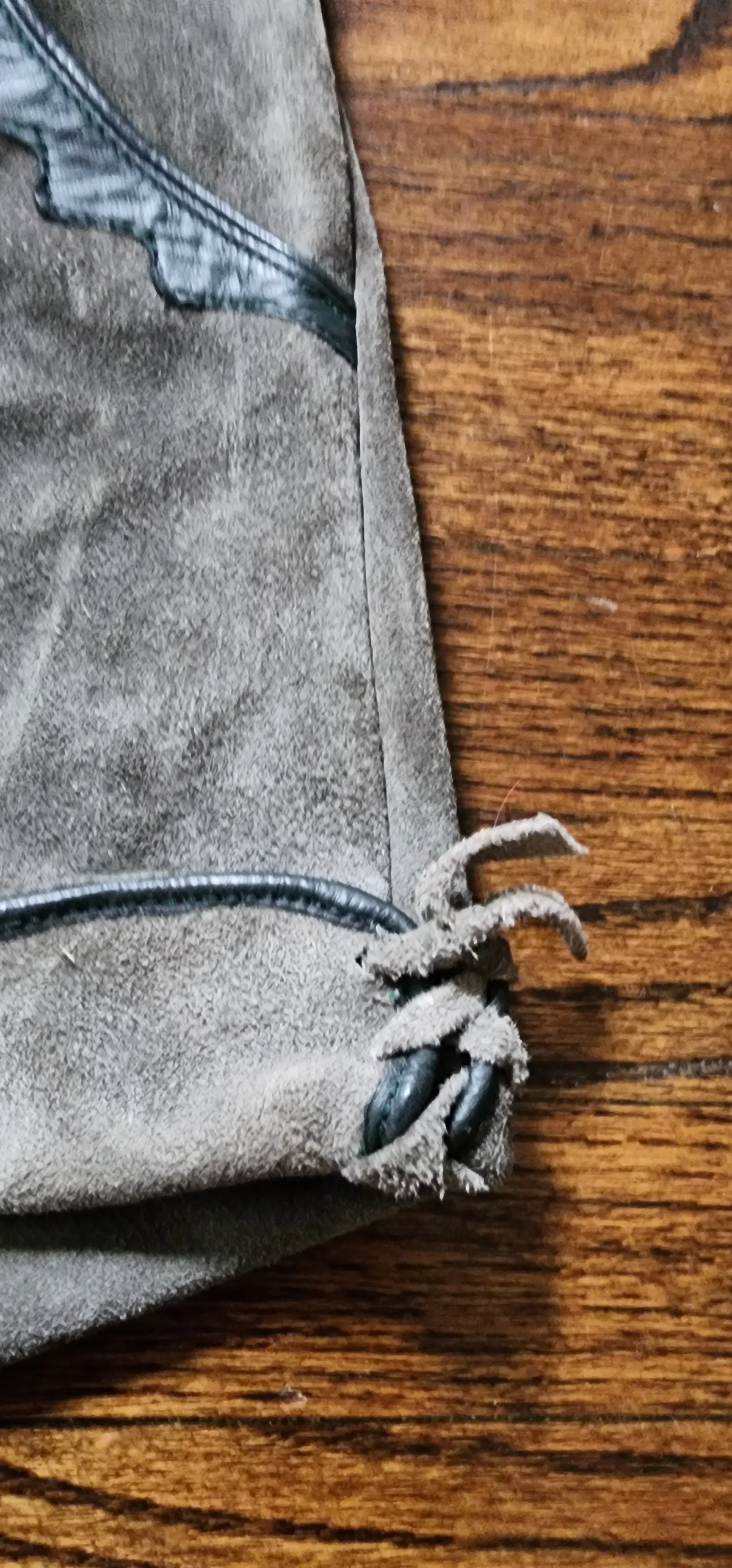 Vintage Bergfreund German Lederhosen Grey Suede Leather Shorts Suspenders Womens S