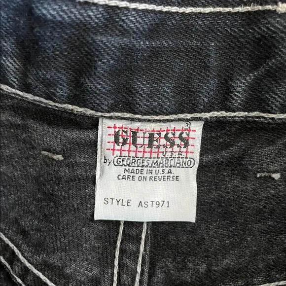 VTG Guess High Rise Boyfriend SHORTS Womens 27 Black Denim Y2K 90s Button Down