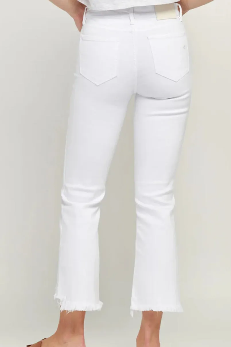 White Hidden Jeans with Frayed Hem