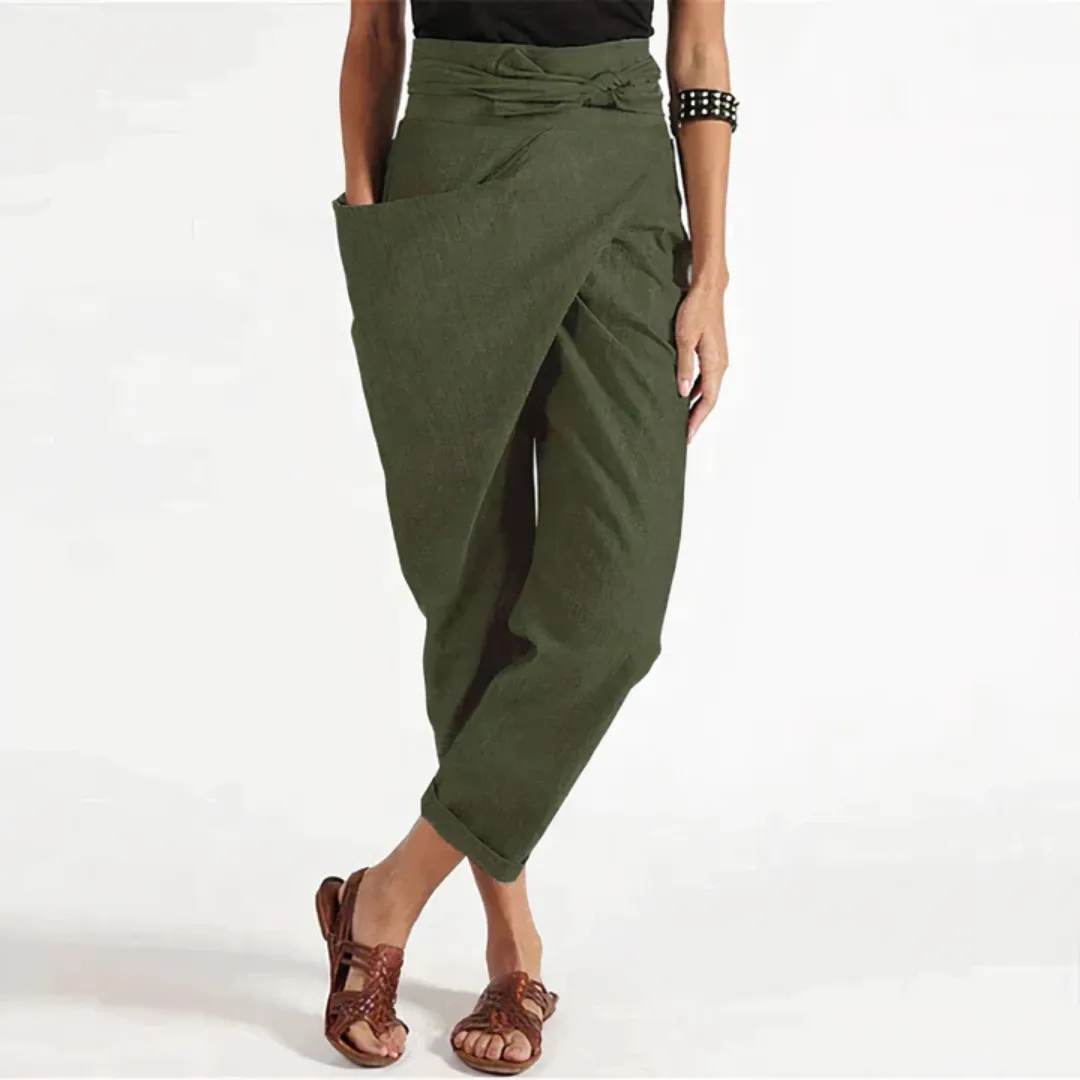 Women's High Waisted Wrap Pants | Cropped