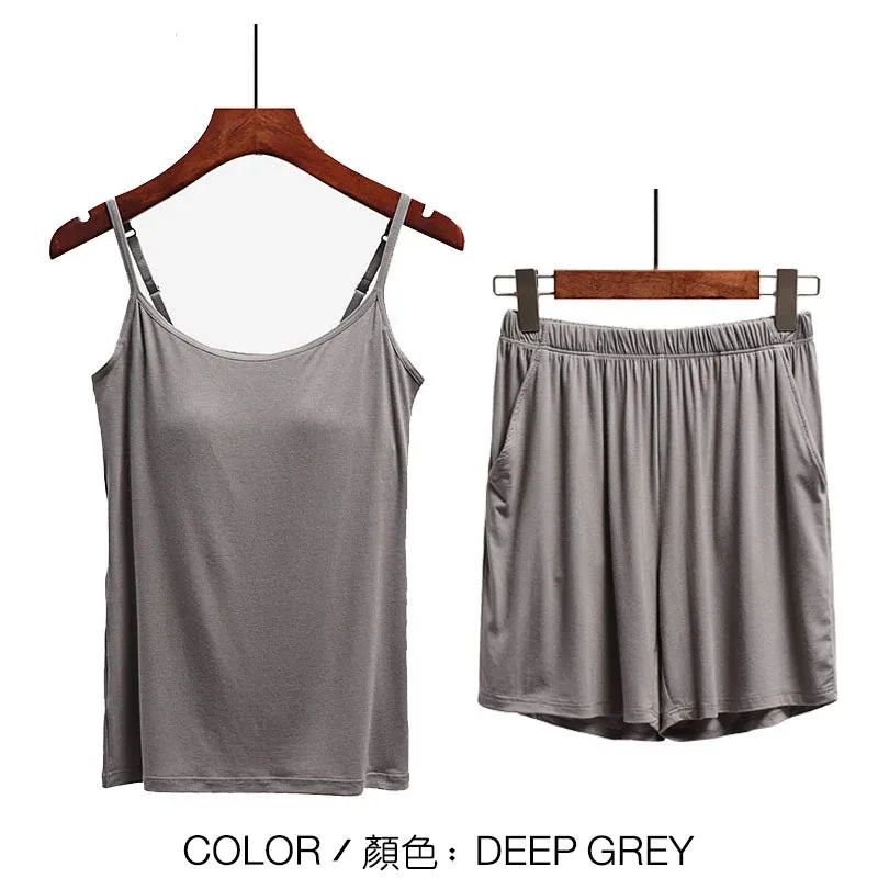 Women's Stretchable Modal Sleeveless Sexy Casual Korean Pyjamas Sets SA0212