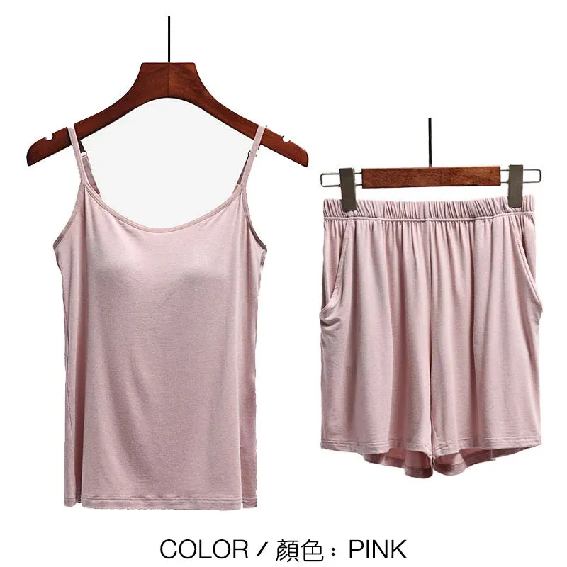 Women's Stretchable Modal Sleeveless Sexy Casual Korean Pyjamas Sets SA0212