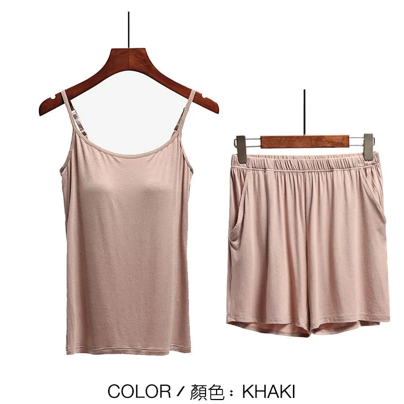 Women's Stretchable Modal Sleeveless Sexy Casual Korean Pyjamas Sets SA0212