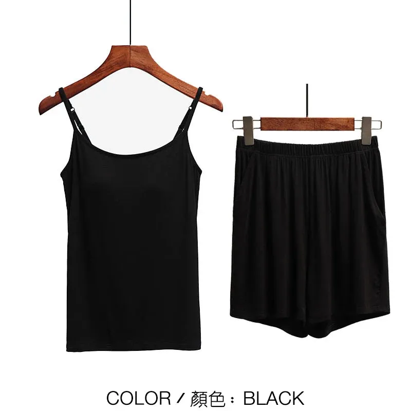 Women's Stretchable Modal Sleeveless Sexy Casual Korean Pyjamas Sets SA0212