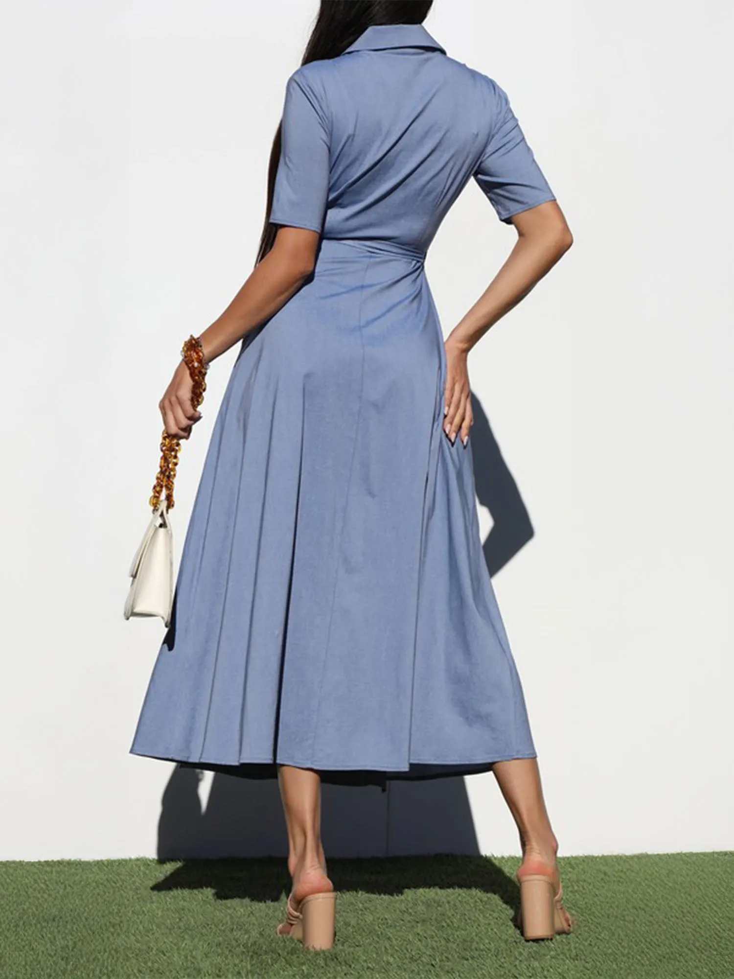 Wrap Utility Midi Shirt Sun Dress